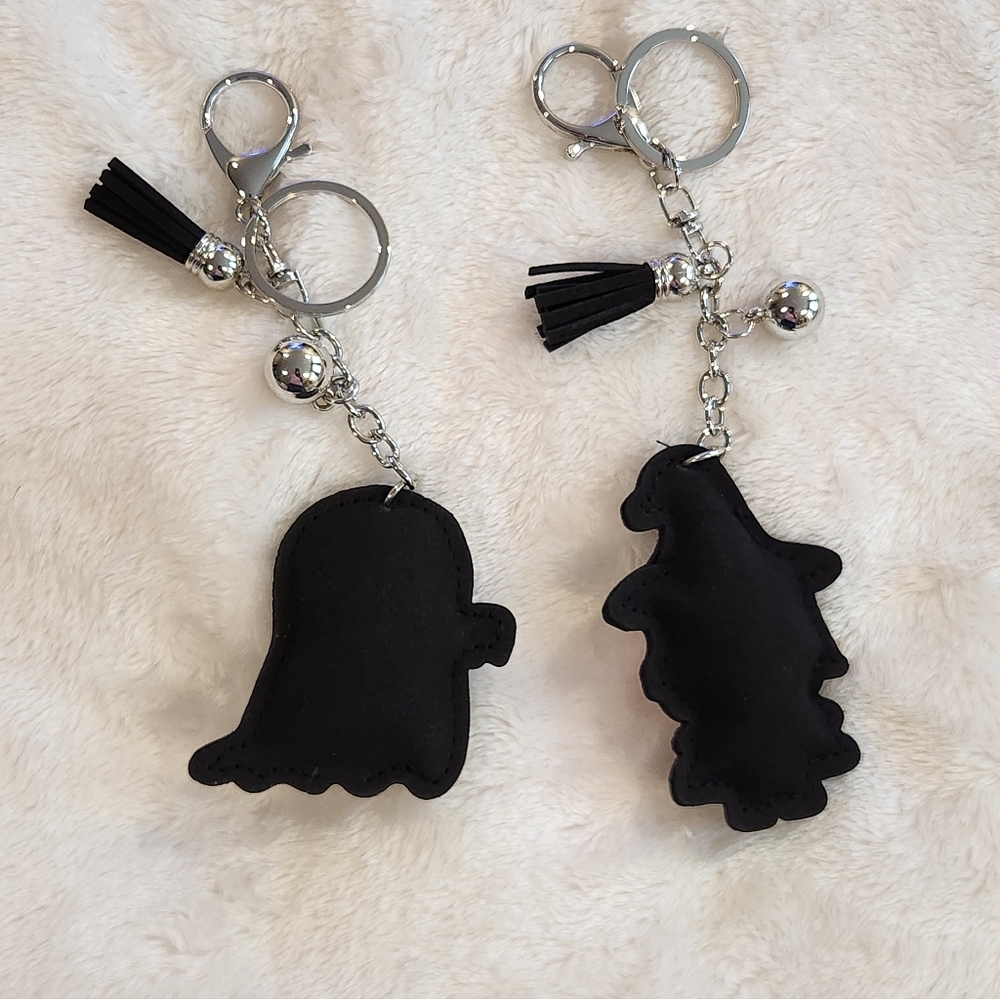 Sparkling Rhinestone Ghost and Witch Keychain Set Halloween Bag Charms - Picture 2 of 4